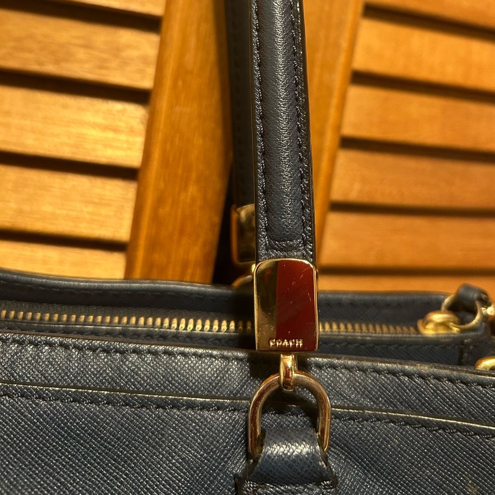 Coach Navy Blue Large Leather Tote Bag - Picture 8 of 12